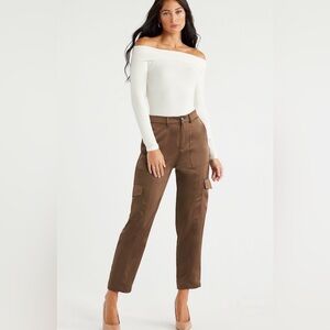 Sofia Vergara Women's Cargo Satin Wide Leg High Rise Pants Size 12/14